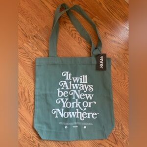 New York or Nowhere NYON “Always” Green Canvas Tote Bag NEW